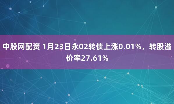 中股网配资 1月23日永02转债上涨0.01%，转股溢价率27.61%