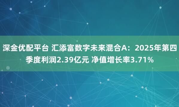 深金优配平台 汇添富数字未来混合A：2025年第四季度利润2.39亿元 净值增长率3.71%